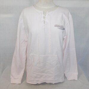 VTG BOCA Athletics Womens M Light Pink 1/4 Lace up Front Crewneck Sweatshirt